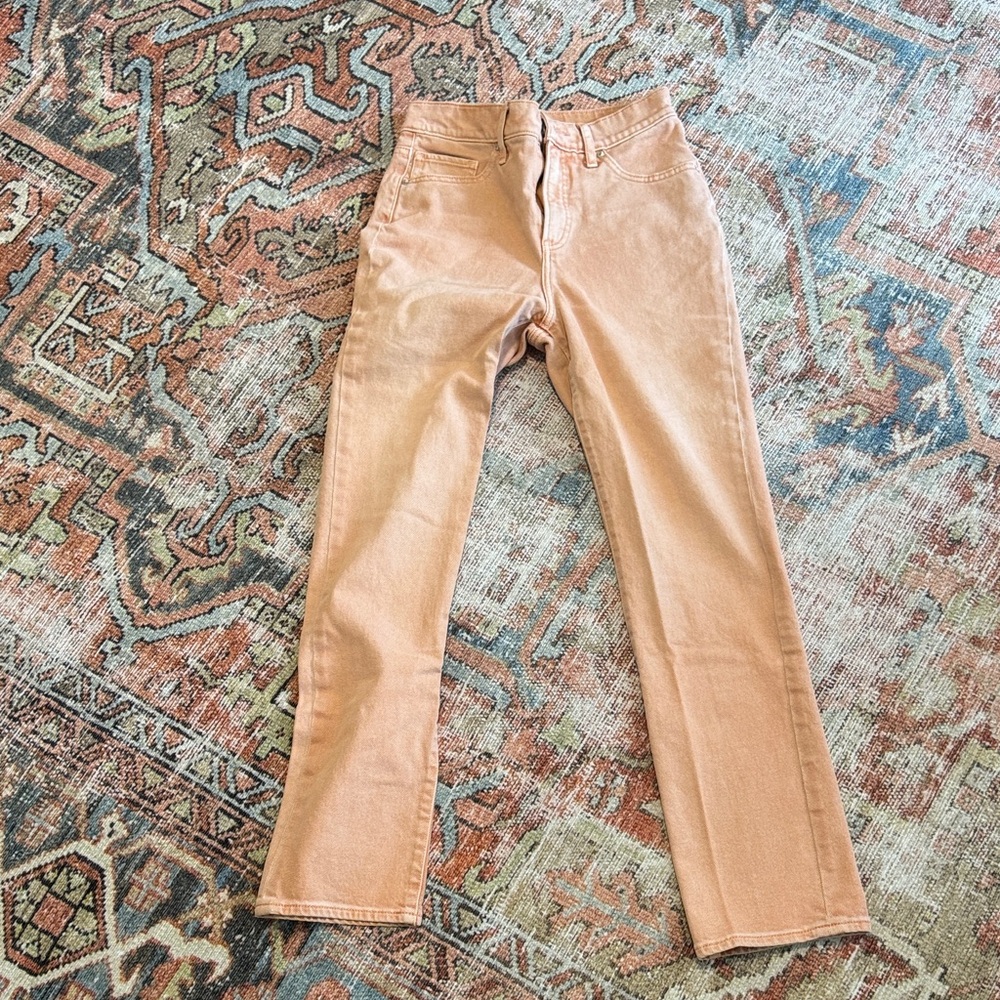 Tan Straight-Leg Jeans